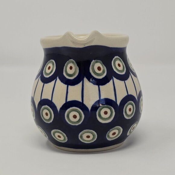 Polish Boleslawiec Mini Creamer Pitcher Hand Made Peacock Eye Pattern Stoneware - Picture 8 of 12